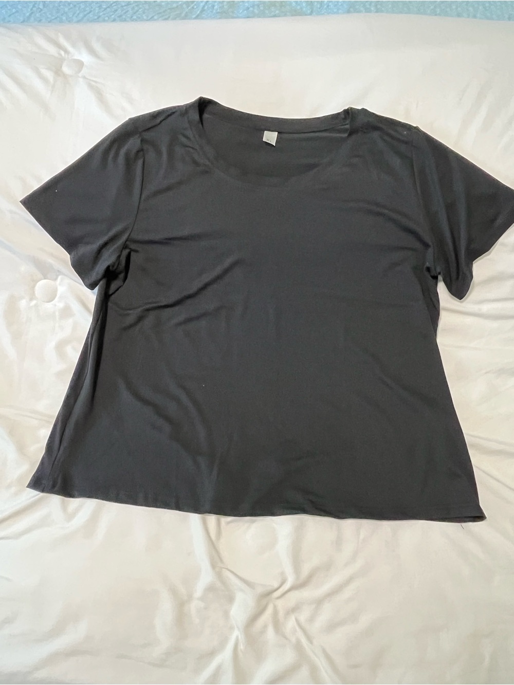 Everyday Scoop Neck Short Sleeve Top — Black Size XL